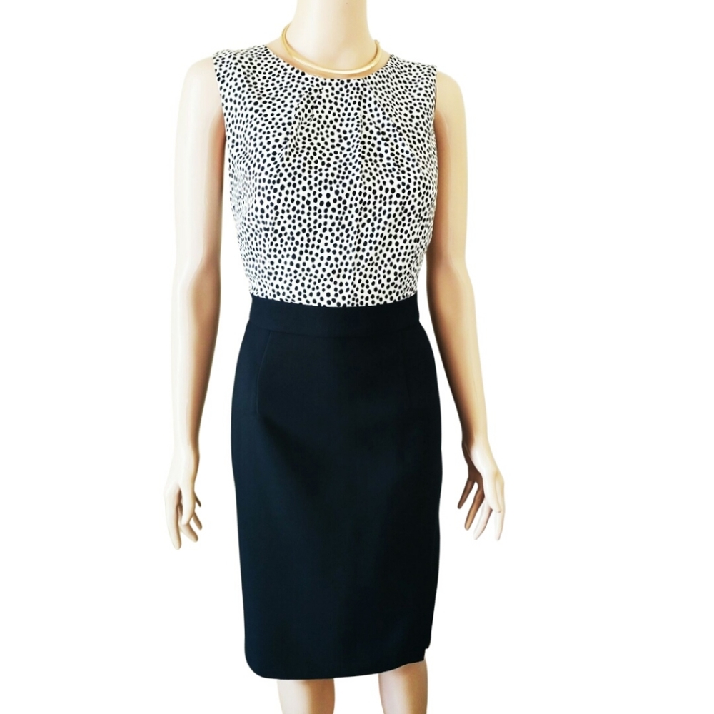TALBOTS Polka Dot Blouson Pencil Sheath Dress